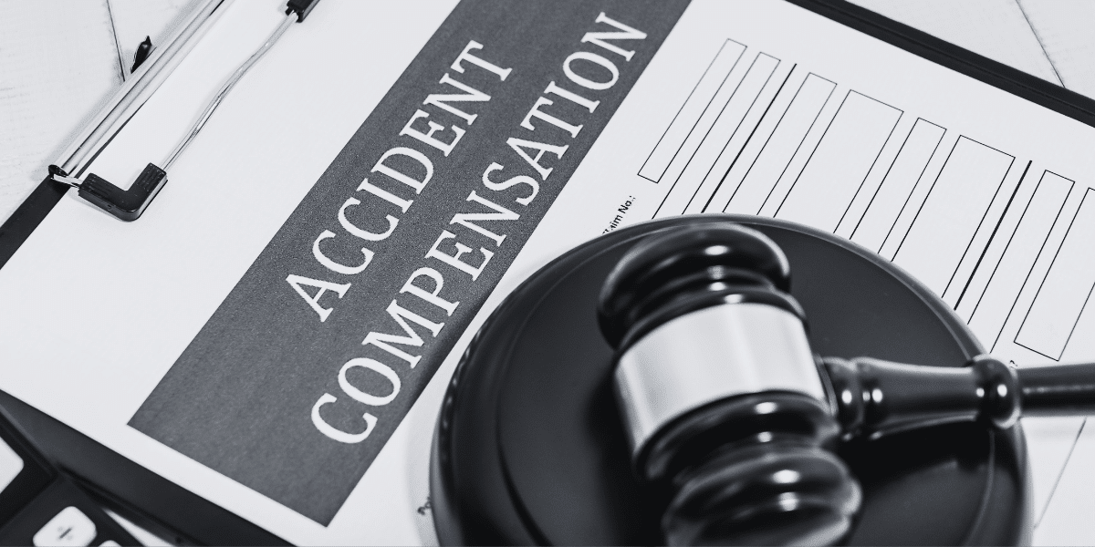 Accident Compensation form with gavel