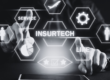 Insurtech connection graphic with tablet and digital icons